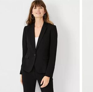 Ann Taylor One Button Black Blazer Size 16